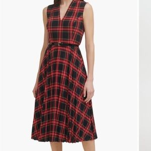 Tommy Hilfiger Red and Black Plaid Midi Dress